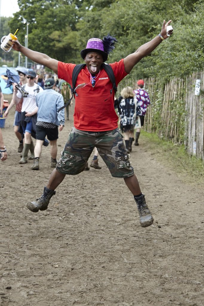 Jumping up and down at Glastonbury 2016