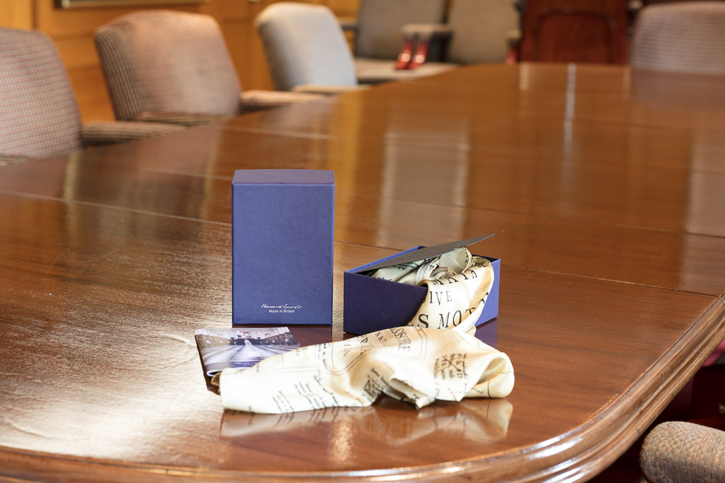 The Newton Scarf comes beautifully presented in a custom designed box complete with a pamphlet on Newton and the scarf making it a perfect business gift.