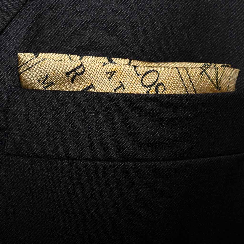 Newton Silk Pocket Square featuring Newton's diagrams, text and annotations from the first edition of the Principia